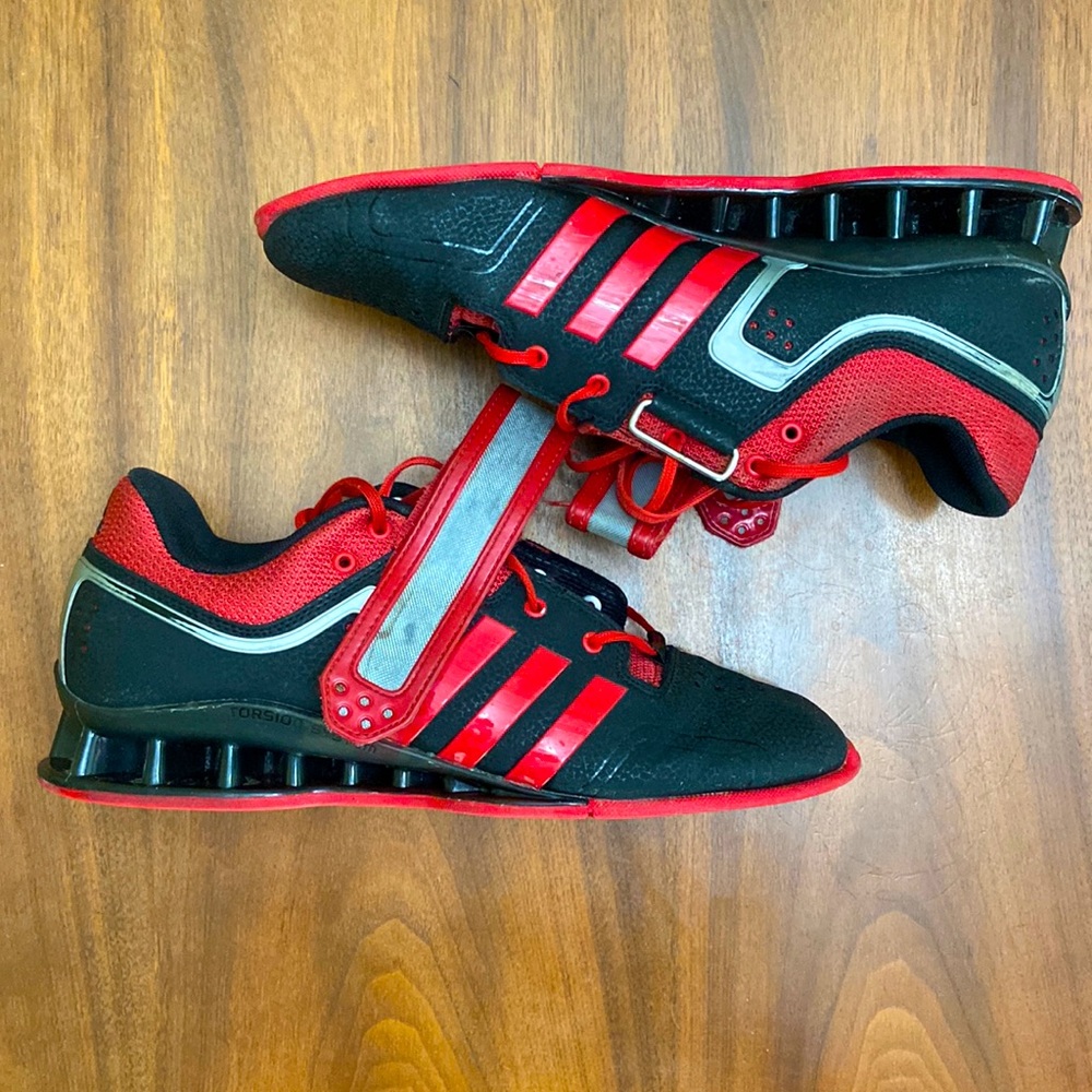 Adidas Adipower Weightlifting Shoes, Size 9, red & black